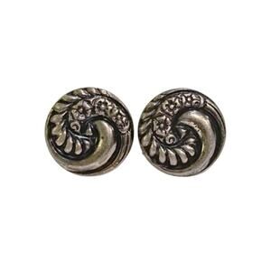Vintage Sterling Silver Screwback Earrings - Mid-Century Floral Scroll Design
